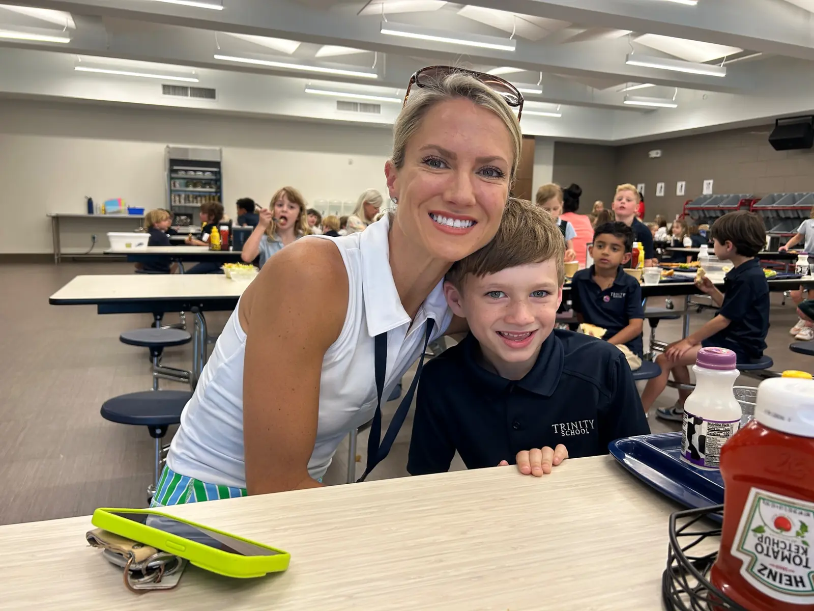 Leo and his mom at school